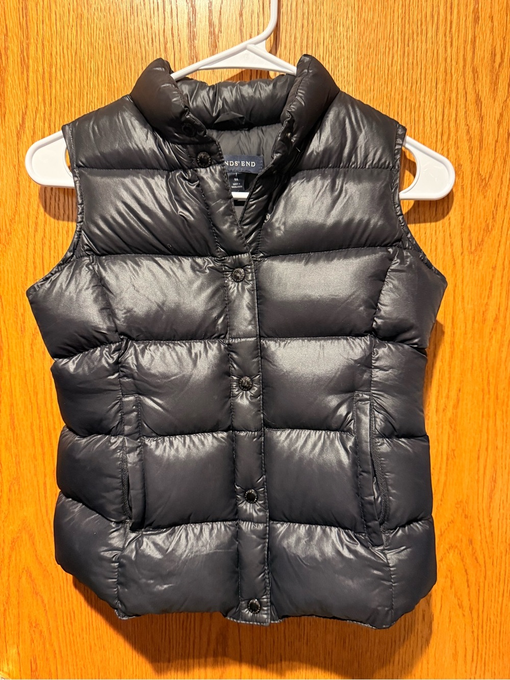 Lands' End Kids' Black Puffer Vest - down filling